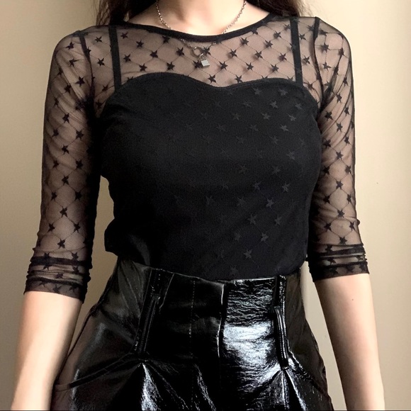 Suzy Shier Tops - Star Mesh Top